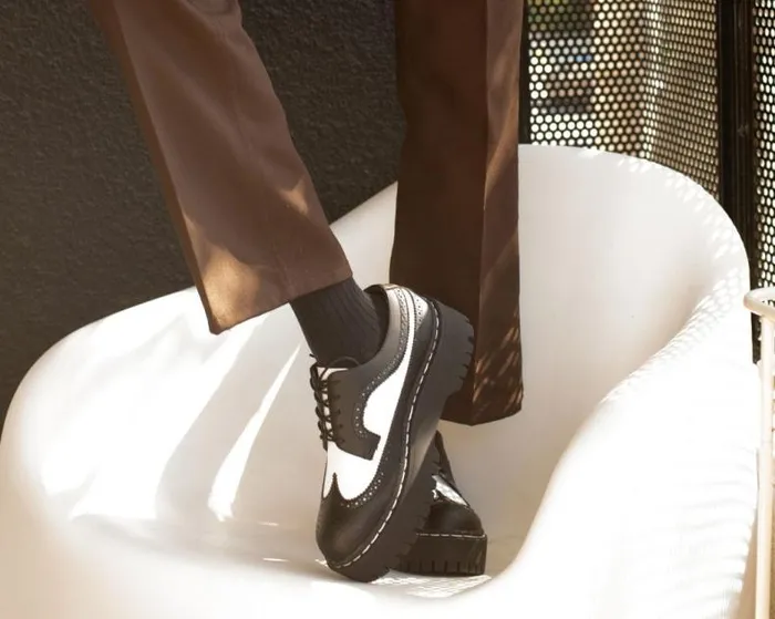 TUK Shoes Dress Shoes Men Black and White Double Decker Brogue TUK Shoes Dress Shoes Men Black and White Double Decker Brogue