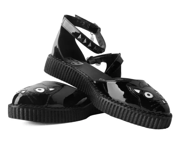 TUK Shoes Kitty Styles Women Black TUKskin Pointed Kitty Face Sandal TUK Shoes Kitty Styles Women Black TUKskin Pointed Kitty Face Sandal