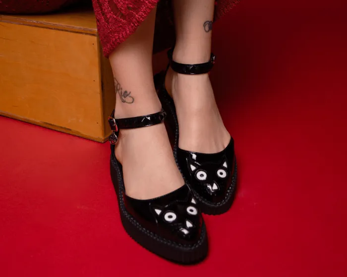 TUK Shoes Kitty Styles Women Black TUKskin Pointed Kitty Face Sandal TUK Shoes Kitty Styles Women Black TUKskin Pointed Kitty Face Sandal