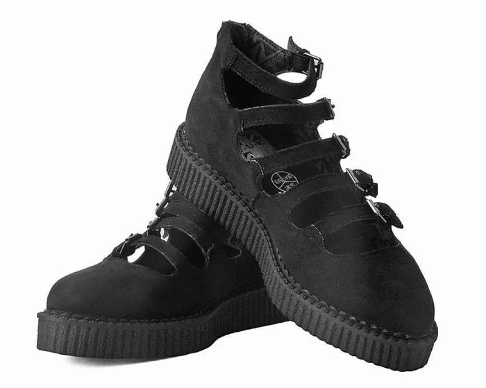TUK Shoes Mary Janes Women Black Faux Suede Vegan MultiStrap Pointed Mary Jane Creeper Shoes TUK Shoes Mary Janes Women Black Faux Suede Vegan MultiStrap Pointed Mary Jane Creeper Shoes