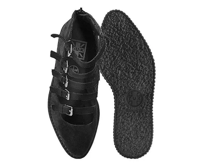 TUK Shoes Mary Janes Women Black Faux Suede Vegan MultiStrap Pointed Mary Jane Creeper Shoes TUK Shoes Mary Janes Women Black Faux Suede Vegan MultiStrap Pointed Mary Jane Creeper Shoes