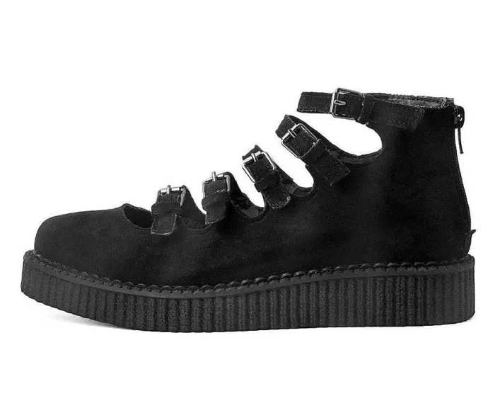 TUK Shoes Mary Janes Women Black Faux Suede Vegan MultiStrap Pointed Mary Jane Creeper Shoes TUK Shoes Mary Janes Women Black Faux Suede Vegan MultiStrap Pointed Mary Jane Creeper Shoes