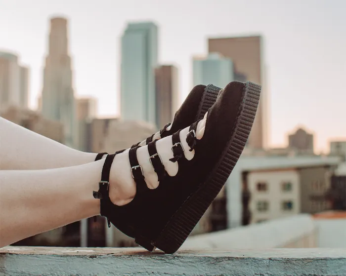 TUK Shoes Mary Janes Women Black Faux Suede Vegan MultiStrap Pointed Mary Jane Creeper Shoes TUK Shoes Mary Janes Women Black Faux Suede Vegan MultiStrap Pointed Mary Jane Creeper Shoes