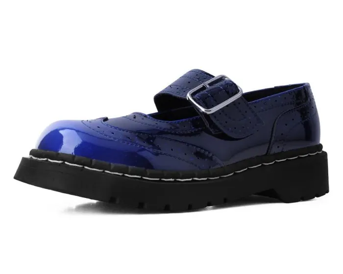 TUK Shoes Mary Janes Women Blue Gradient Brogue Mary Jane