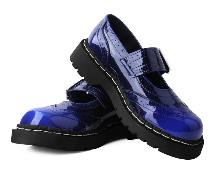 TUK Shoes Mary Janes Women Blue Gradient Brogue Mary Jane