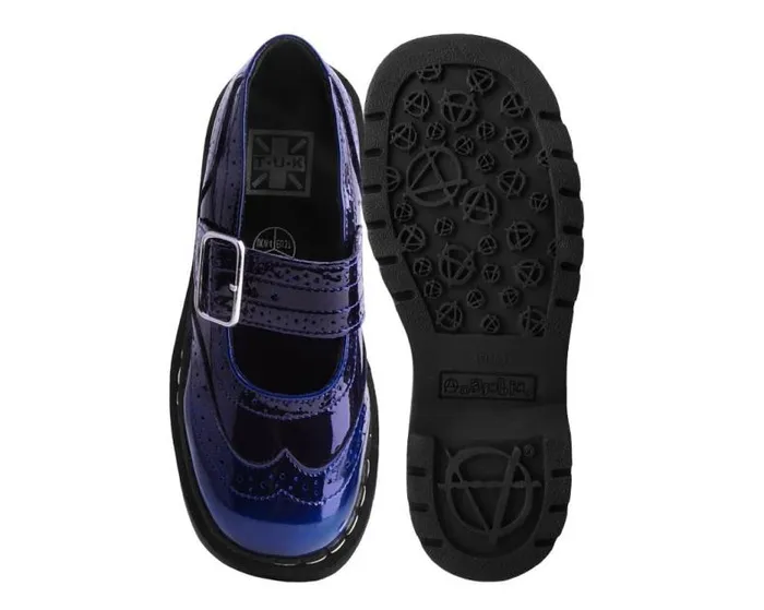 TUK Shoes Mary Janes Women Blue Gradient Brogue Mary Jane