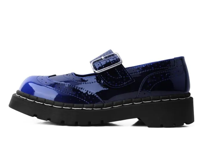 TUK Shoes Mary Janes Women Blue Gradient Brogue Mary Jane