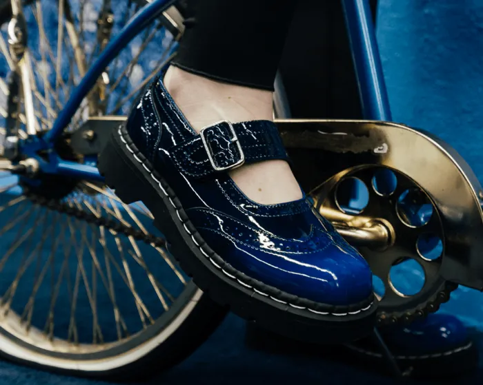 TUK Shoes Mary Janes Women Blue Gradient Brogue Mary Jane