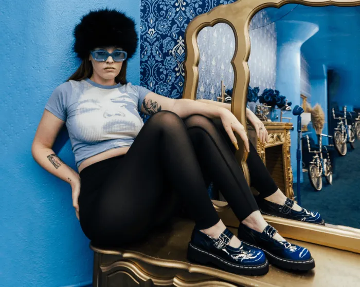 TUK Shoes Mary Janes Women Blue Gradient Brogue Mary Jane