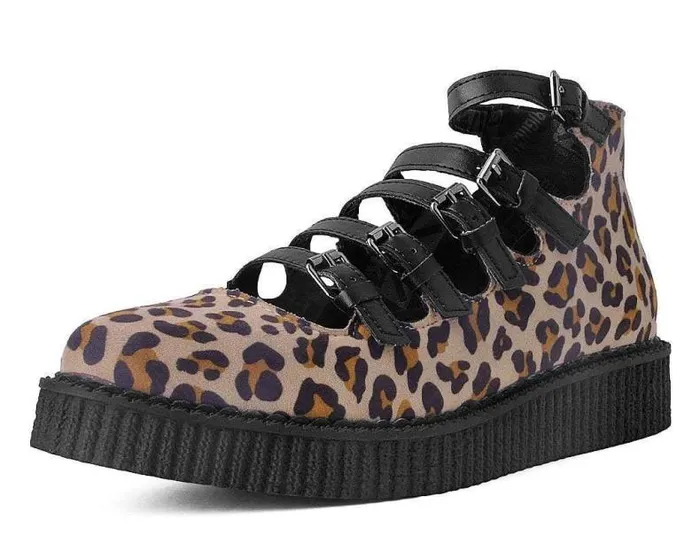 TUK Shoes Mary Janes Women Leopard Faux Suede Vegan MultiStrap Pointed Mary Jane Creeper Shoes TUK Shoes Mary Janes Women Leopard Faux Suede Vegan MultiStrap Pointed Mary Jane Creeper Shoes