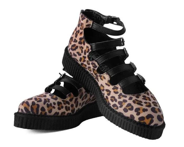 TUK Shoes Mary Janes Women Leopard Faux Suede Vegan MultiStrap Pointed Mary Jane Creeper Shoes TUK Shoes Mary Janes Women Leopard Faux Suede Vegan MultiStrap Pointed Mary Jane Creeper Shoes