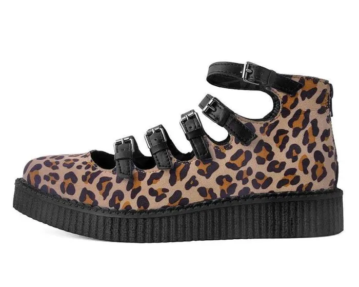 TUK Shoes Mary Janes Women Leopard Faux Suede Vegan MultiStrap Pointed Mary Jane Creeper Shoes TUK Shoes Mary Janes Women Leopard Faux Suede Vegan MultiStrap Pointed Mary Jane Creeper Shoes