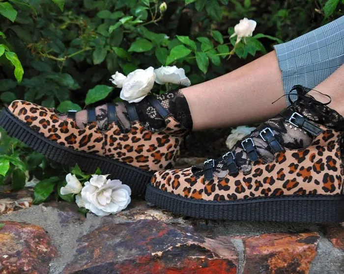TUK Shoes Mary Janes Women Leopard Faux Suede Vegan MultiStrap Pointed Mary Jane Creeper Shoes TUK Shoes Mary Janes Women Leopard Faux Suede Vegan MultiStrap Pointed Mary Jane Creeper Shoes