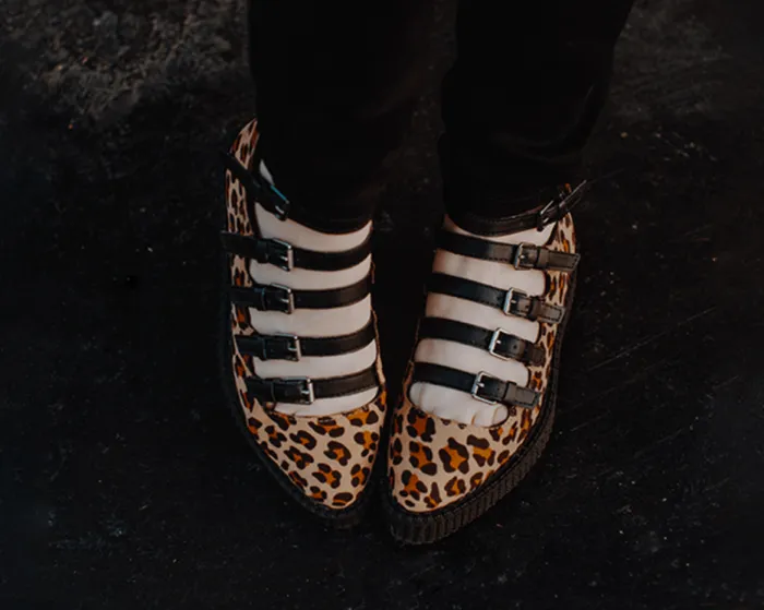 TUK Shoes Mary Janes Women Leopard Faux Suede Vegan MultiStrap Pointed Mary Jane Creeper Shoes TUK Shoes Mary Janes Women Leopard Faux Suede Vegan MultiStrap Pointed Mary Jane Creeper Shoes