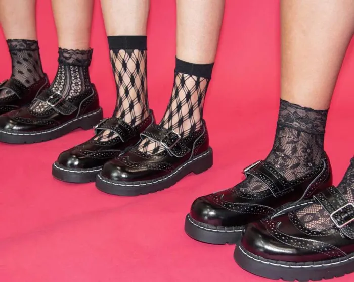 TUK Shoes MultiPack Adult Black Assorted Fishnet 5Pk Sock
