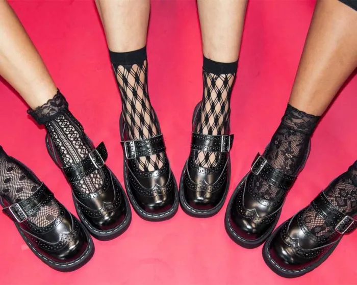 TUK Shoes MultiPack Adult Black Assorted Fishnet 5Pk Sock