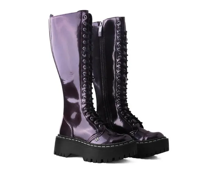 TUK Shoes Platforms Women Burgundy RubOff KneeHigh Double Decker Boot TUK Shoes Platforms Women Burgundy RubOff KneeHigh Double Decker Boot