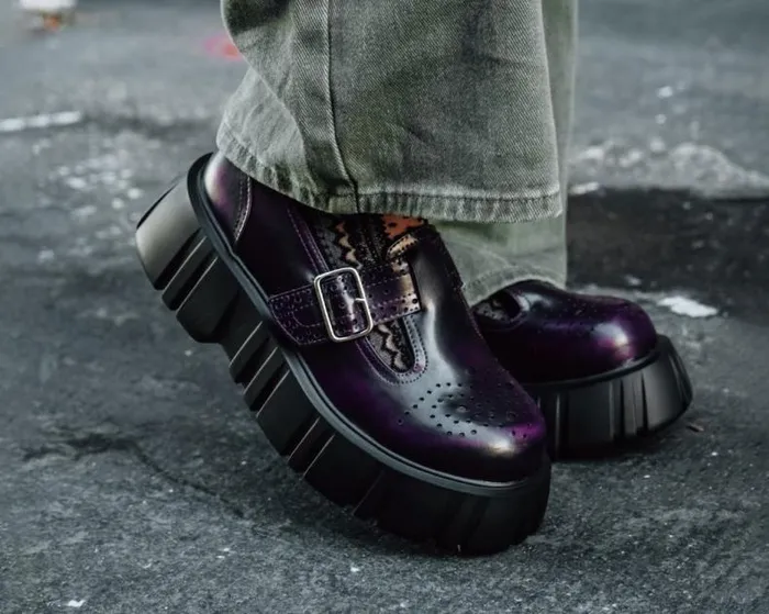TUK Shoes Platforms Women Purple RubOff TBar Anarchic Airship Brogue TUK Shoes Platforms Women Purple RubOff TBar Anarchic Airship Brogue