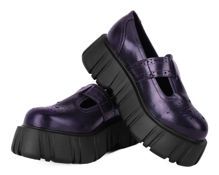 TUK Shoes Platforms Women Purple RubOff TBar Anarchic Airship Brogue TUK Shoes Platforms Women Purple RubOff TBar Anarchic Airship Brogue