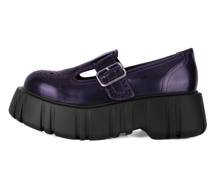 TUK Shoes Platforms Women Purple RubOff TBar Anarchic Airship Brogue TUK Shoes Platforms Women Purple RubOff TBar Anarchic Airship Brogue