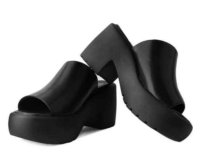 TUK Shoes Sandals Women Black Bubble Mule Heel