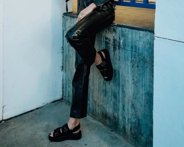 TUK Shoes Sandals Women Black Suede Velcro Studded Sandal TUK Shoes Sandals Women Black Suede Velcro Studded Sandal