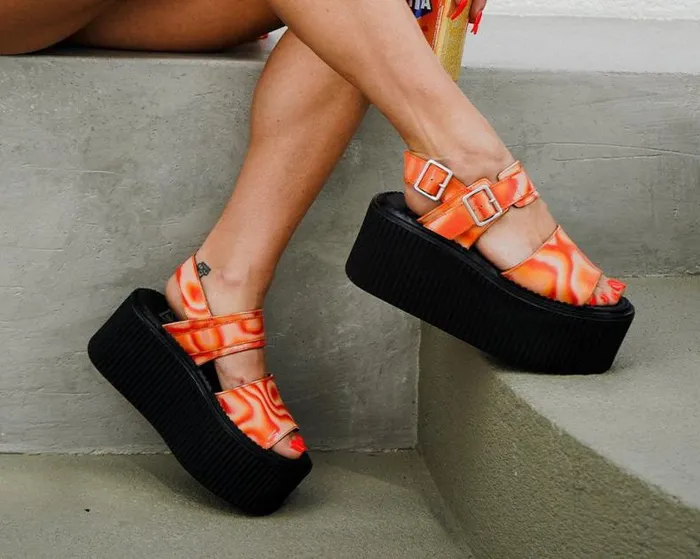 TUK Shoes Sandals Women Orange Wavy Strato Sandal TUK Shoes Sandals Women Orange Wavy Strato Sandal
