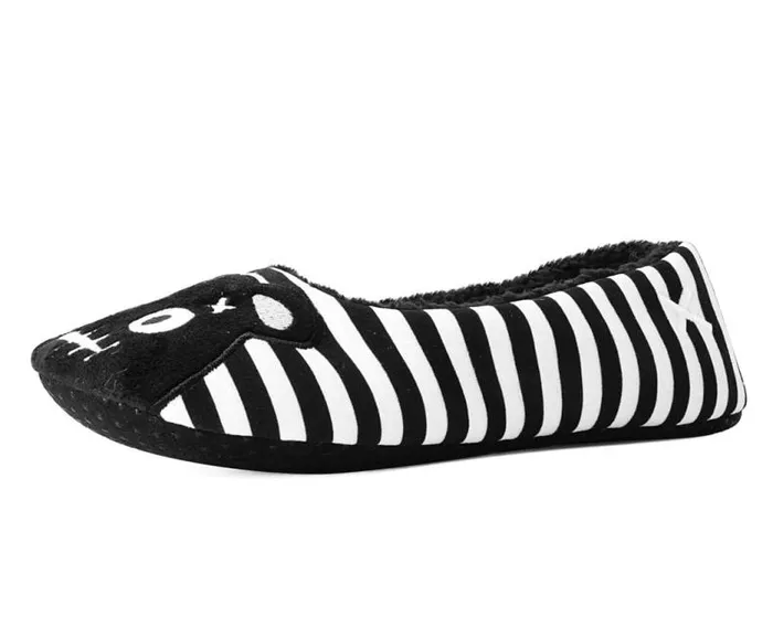 TUK Shoes Slippers Women Black and White Striped Punk Panda Slipper