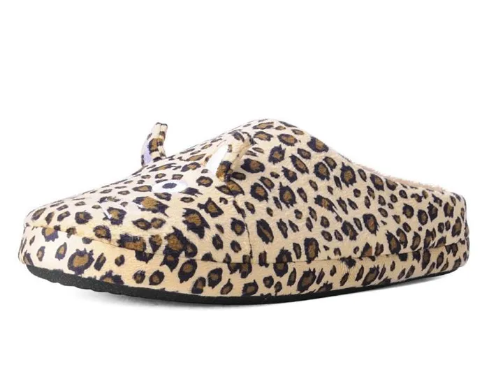 TUK Shoes Slippers Women Tan Leopard Kitty Slipper