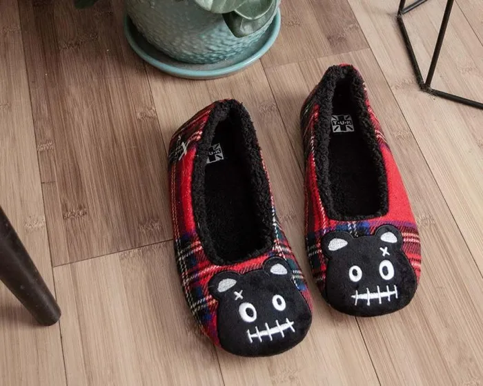 TUK Shoes Slippers Women Tartan Punk Rock Panda Slipper TUK Shoes Slippers Women Tartan Punk Rock Panda Slipper