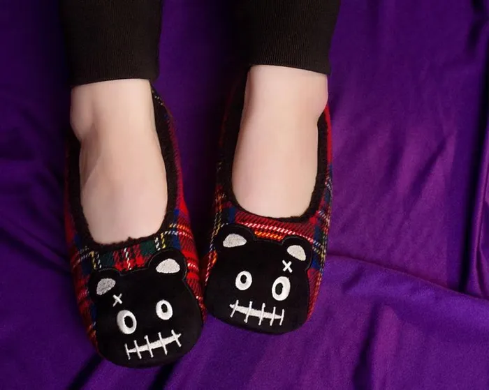 TUK Shoes Slippers Women Tartan Punk Rock Panda Slipper TUK Shoes Slippers Women Tartan Punk Rock Panda Slipper