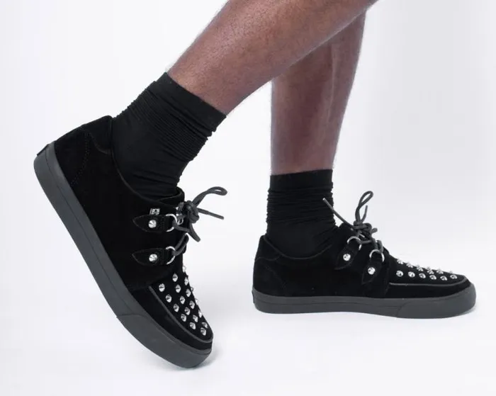 TUK Shoes Sneakers Women Black Suede Studded DRing Sneaker TUK Shoes Sneakers Women Black Suede Studded DRing Sneaker