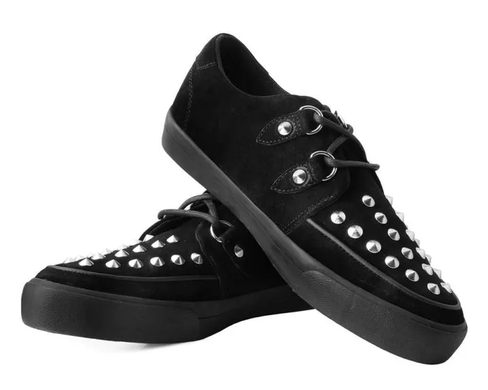 TUK Shoes Sneakers Women Black Suede Studded DRing Sneaker TUK Shoes Sneakers Women Black Suede Studded DRing Sneaker
