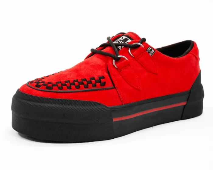 TUK Shoes Sneakers Women Red Faux Suede Platform Creeper Sneaker
