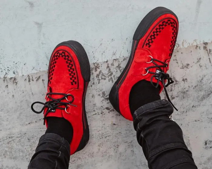 TUK Shoes Sneakers Women Red Faux Suede Platform Creeper Sneaker TUK Shoes Sneakers Women Red Faux Suede Platform Creeper Sneaker