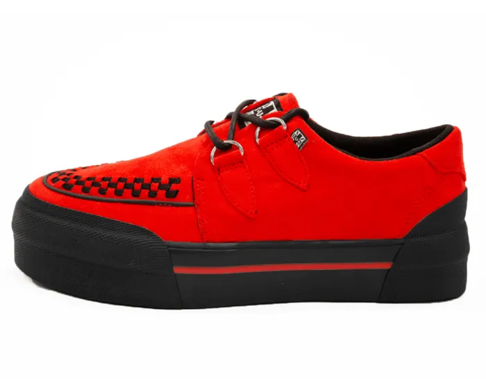TUK Shoes Sneakers Women Red Faux Suede Platform Creeper Sneaker TUK Shoes Sneakers Women Red Faux Suede Platform Creeper Sneaker