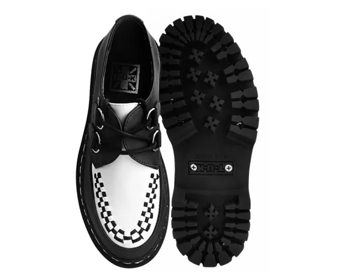 TUK Shoes Vegan Men Black and White TUKskin Interlace Double Decker Creeper