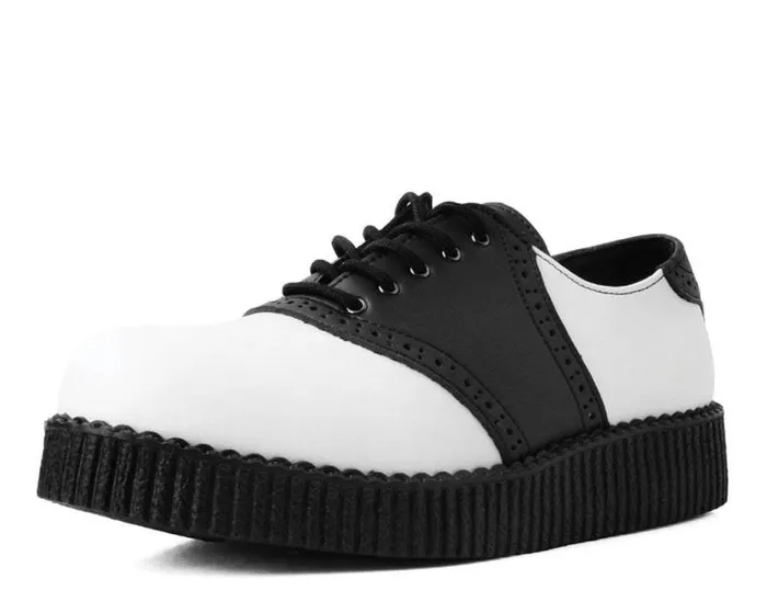 TUK Shoes Vegan Men Black and White TUKskin Saddle Oxford