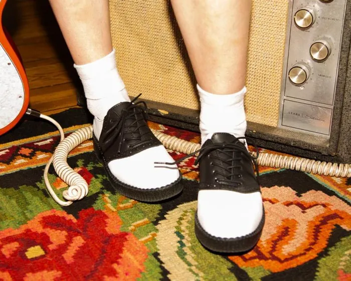 TUK Shoes Vegan Men Black and White TUKskin Saddle Oxford TUK Shoes Vegan Men Black and White TUKskin Saddle Oxford