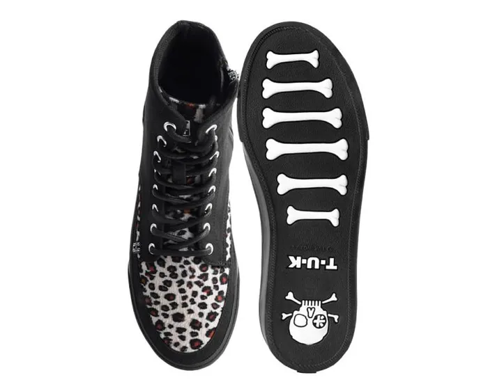 TUK Shoes Vegan Men Black Canvas and Leopard 8Eye Sneaker Boot TUK Shoes Vegan Men Black Canvas and Leopard 8Eye Sneaker Boot