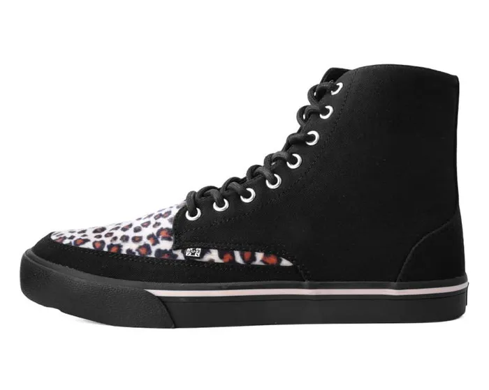 TUK Shoes Vegan Men Black Canvas and Leopard 8Eye Sneaker Boot TUK Shoes Vegan Men Black Canvas and Leopard 8Eye Sneaker Boot