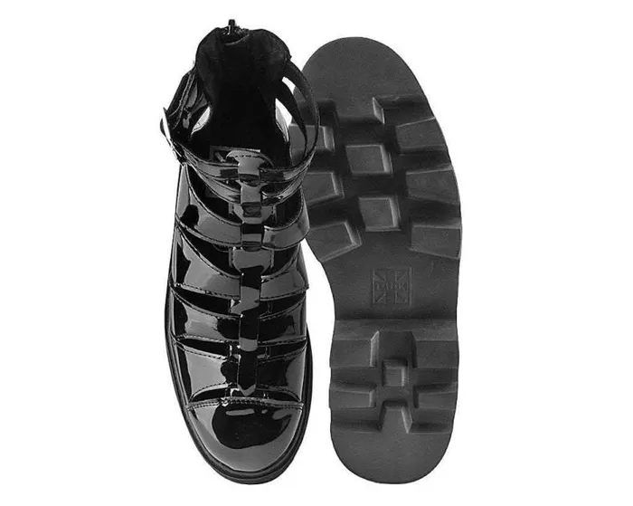 TUK Shoes Vegan Men Black Patent Gladiator Dino Lug Sandal TUK Shoes Vegan Men Black Patent Gladiator Dino Lug Sandal