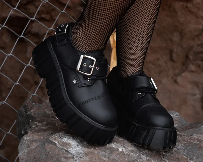 TUK Shoes Vegan Men Black TUKskin 2Buckle Anarchic Airship Gibson TUK Shoes Vegan Men Black TUKskin 2Buckle Anarchic Airship Gibson