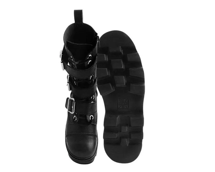 TUK Shoes Vegan Women Black 12Eye 3Strap Dino Boot TUK Shoes Vegan Women Black 12Eye 3Strap Dino Boot