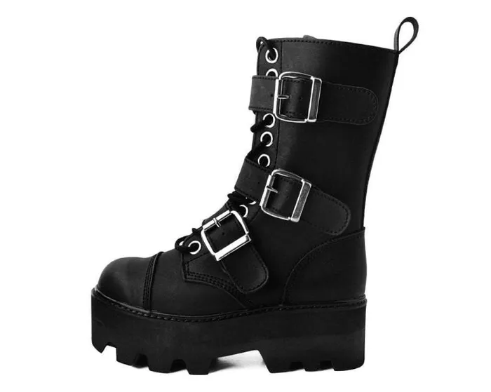 TUK Shoes Vegan Women Black 12Eye 3Strap Dino Boot TUK Shoes Vegan Women Black 12Eye 3Strap Dino Boot
