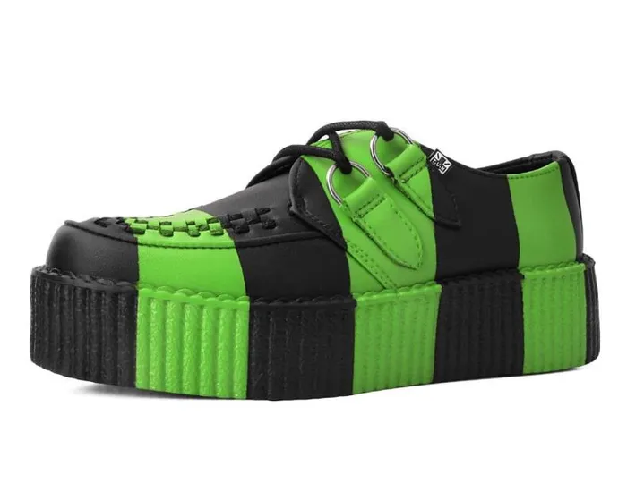 TUK Shoes Vegan Women Black and Green Striped Viva Mondo Creeper