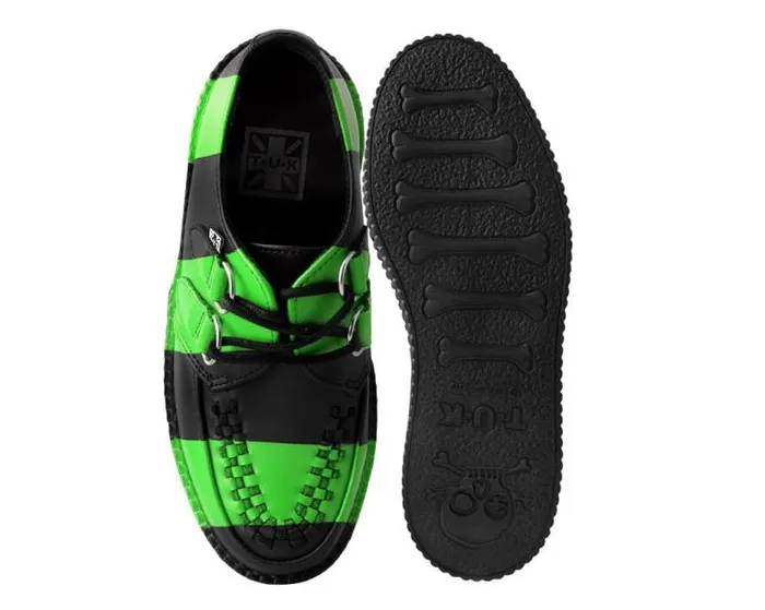TUK Shoes Vegan Women Black and Green Striped Viva Mondo Creeper TUK Shoes Vegan Women Black and Green Striped Viva Mondo Creeper