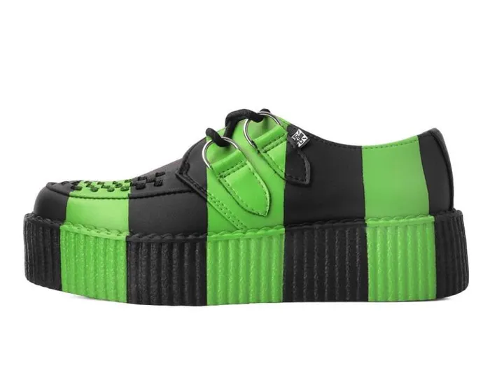 TUK Shoes Vegan Women Black and Green Striped Viva Mondo Creeper TUK Shoes Vegan Women Black and Green Striped Viva Mondo Creeper