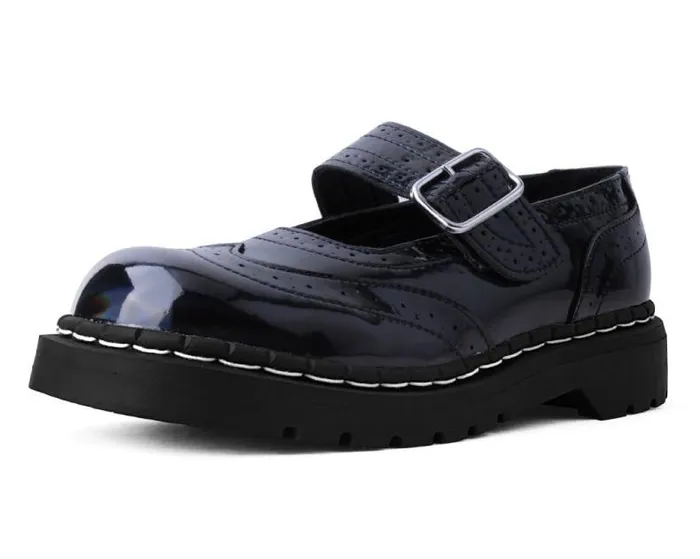 TUK Shoes Vegan Women Black Prism Brogue Mary Jane