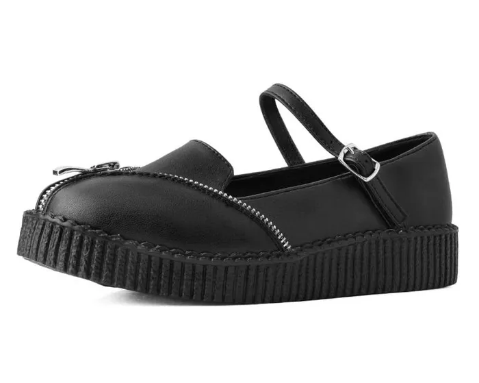 TUK Shoes Vegan Women Black Zipper Viva Low Mary Jane